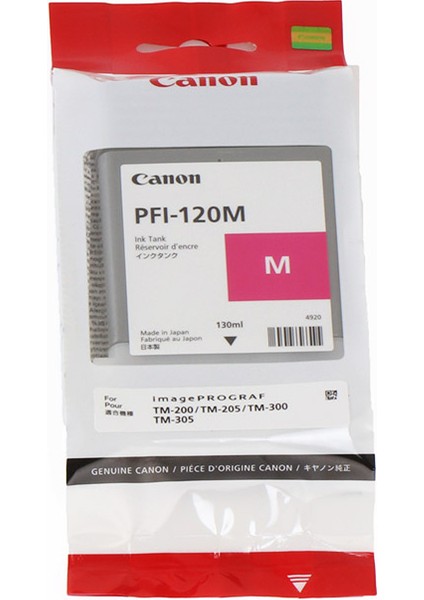 Feyza Bilişim Canon PFI-120 M (Magenta) Kırmızı Plotter Orijinal Mürekkep Kartuş 130 Ml. (2887C001)