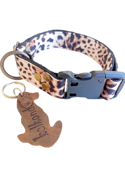 Köpek boyun tasması kolye leopar desen kolon genişlik:2,5cm kalınlık:1mm boyun ölçüsü:24-46cm dog collar T4-2