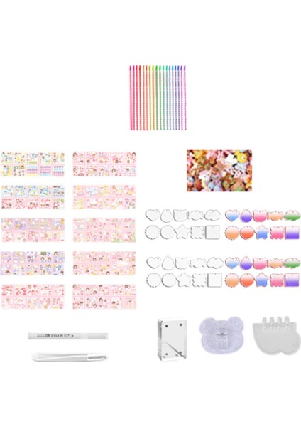 Goo Kartı Dıy Set Diy Kitleri Renkli Goo Kartı Oyuncak Ev Yapımı Akrilik Sayfa Sanat Çay Partisi 267PCS (Yurt Dışından)