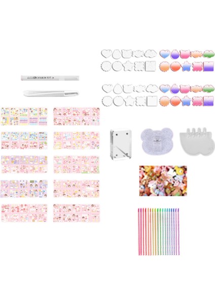 Goo Kartı Dıy Set Diy Kitleri Renkli Goo Kartı Oyuncak Ev Yapımı Akrilik Sayfa Sanat Çay Partisi 267PCS (Yurt Dışından)