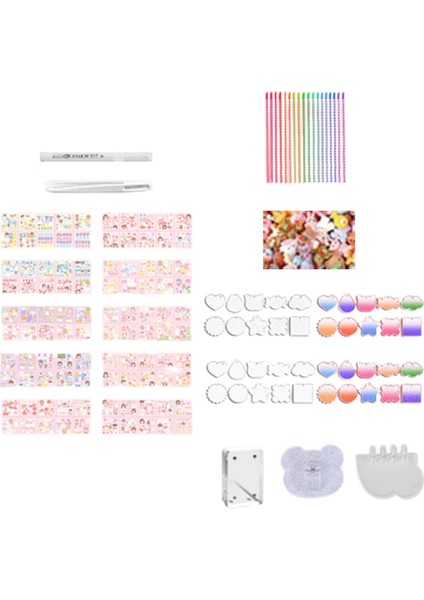 Goo Kartı Dıy Set Diy Kitleri Renkli Goo Kartı Oyuncak Ev Yapımı Akrilik Sayfa Sanat Çay Partisi 267PCS (Yurt Dışından)