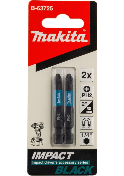 Ph2 2'li 50 mm Bits Uç Impact Black Mıknatıslı