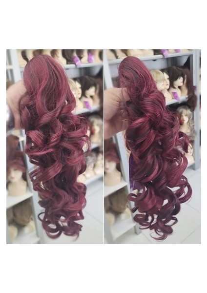 Canlı Kızıl Dalgalı Model Sentetik Postiş