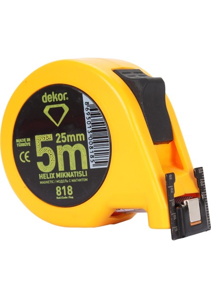 H.dekor Şerit Metre 5 M x 25 mm Helix Mıknatıslı