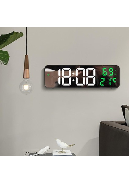 Nem Ölçer Dereceli LED Duvar ve Masa Alarm Saati Yeşil