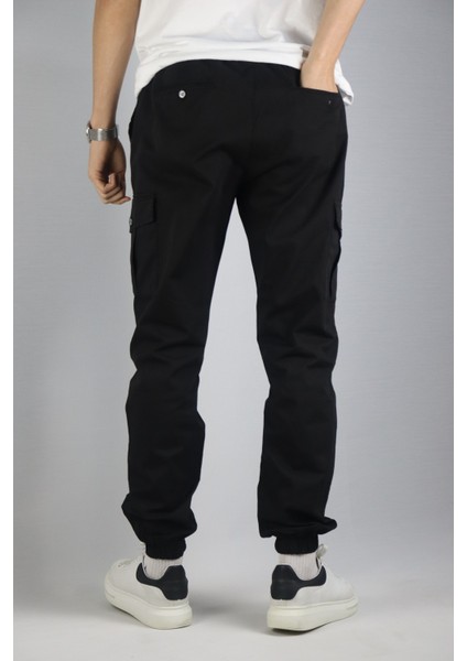 Siyah Erkek Oversize Jogger Bel Ve Paça Lastikli Kargo Cepli Pantolon modelleri