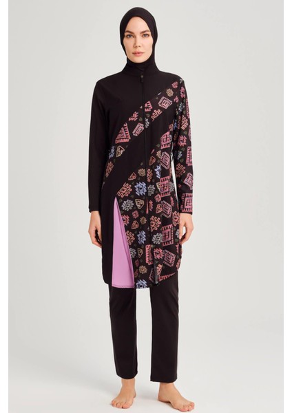 Anadolu Koleksiyonu A Pile Detaylı Siyah Jileli 5 Parça Tesettür Mayo Takımı fiyatları