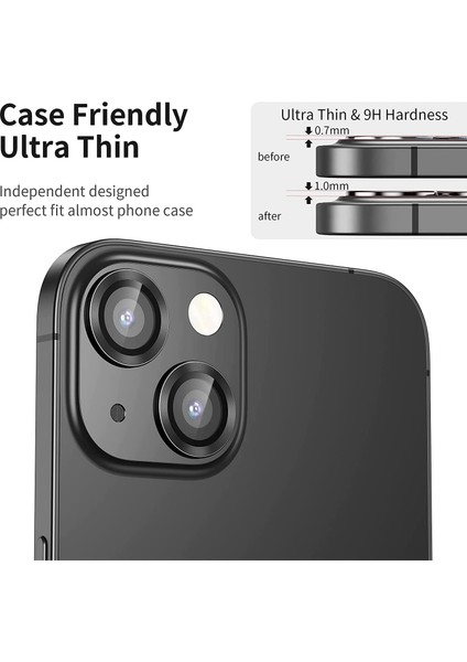 iPhone 13 Alüminyum Alaşım Çerçeveli Tempered Glass Kamera Lens Koruyucu fiyatları