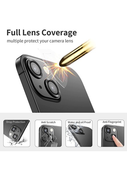 iPhone 13 Alüminyum Alaşım Çerçeveli Tempered Glass Kamera Lens Koruyucu modelleri