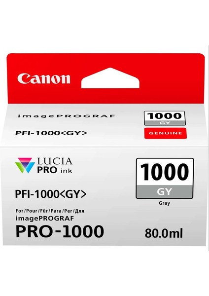 PFI-1000 Gy (Gray) Gri A2 Yazıcı Orijinal Mürekkep Kartuş 80 Ml. (0552C001)