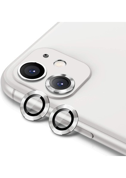 iPhone 11 Alüminyum Alaşım Çerçeveli Tempered Glass Kamera Lens Koruyucu