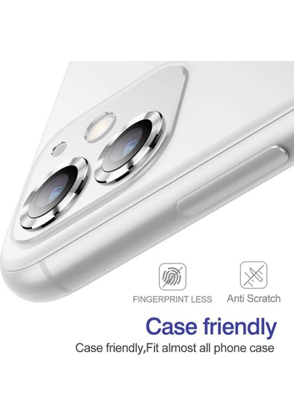 iPhone 11 Alüminyum Alaşım Çerçeveli Tempered Glass Kamera Lens Koruyucu