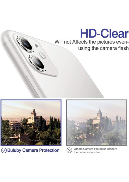 iPhone 11 Alüminyum Alaşım Çerçeveli Tempered Glass Kamera Lens Koruyucu