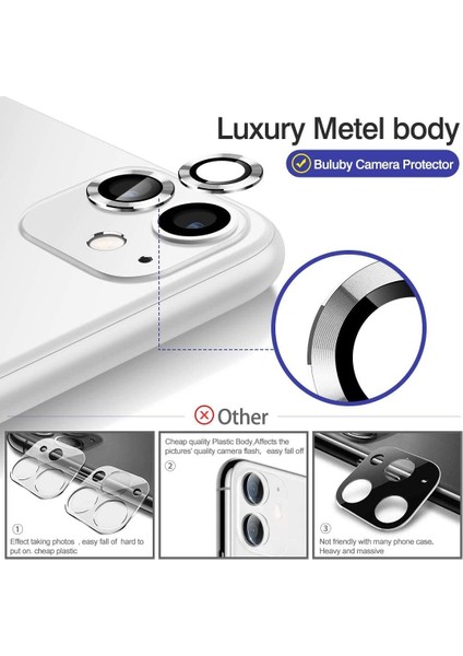 iPhone 11 Alüminyum Alaşım Çerçeveli Tempered Glass Kamera Lens Koruyucu