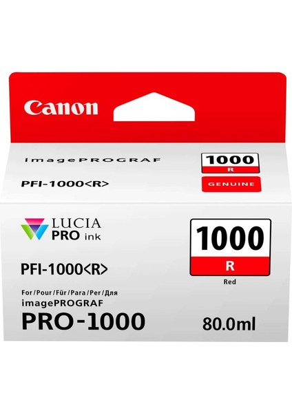 PFI-1000 R (Red) Kırmızı A2 Yazıcı Orijinal Mürekkep Kartuş 80 Ml. (0554C001)
