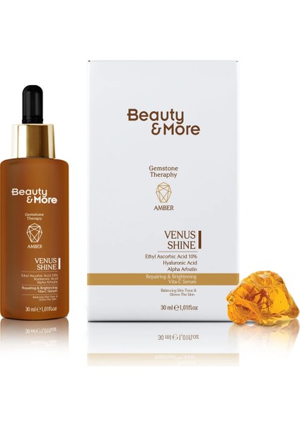 Amber Venüs Shine Onarıcı ve Aydınlatıcı Vitamin C Serum 30 ml Vit C 10%+ Ethyl Ascorbic Acid + Alpha Arbutin + Amber Powder