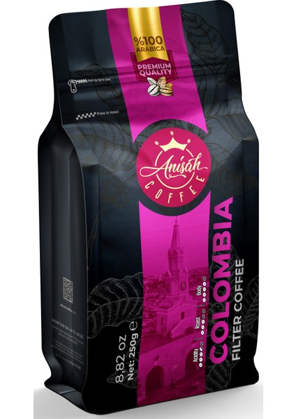 Kolombiya Filtre Kahve 250gr (Çekirdek) %100 Arabica, Orta Kavrum