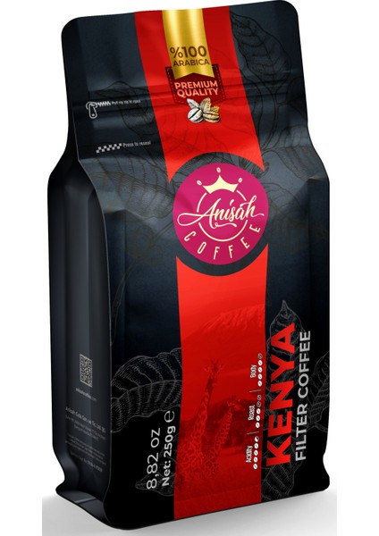 Kenya Nyeri Filtre Kahve 250gr (Çekirdek) %100 Arabica, Orta Kavrum