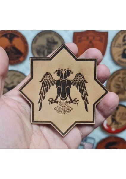 Selçuklu Kartalı Yıldız Deri Peç - Arma - Askeri Patch 8 cm Çap