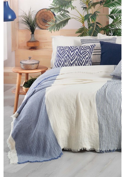 Delphi Mavi Çift Kişilik %100 Pamuk Yatak Örtüsü fırsatları