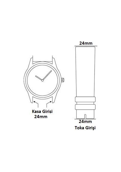 24MM Siyah Düz Deri Saat Kordonu Kayışı