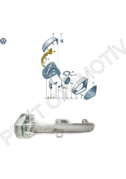 Taigo (2022 ve Sonrası) Sol Ayna Sinyali 3G0949101A Oem fiyatları