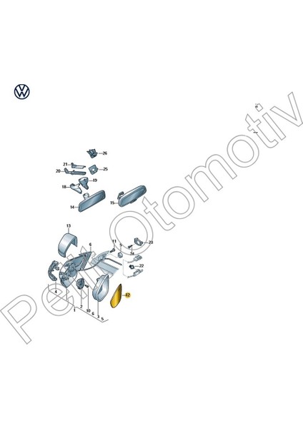 Scirocco (2009-2018) Ayna Camı Sol Yan 3C8857521 fiyatları