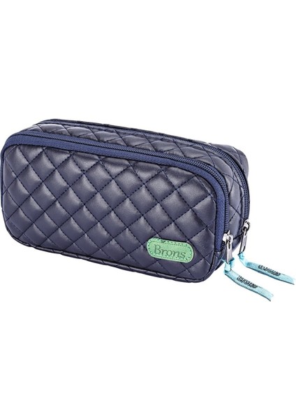 Çift Bölmeli Kapitone Kalemlik - Mavi