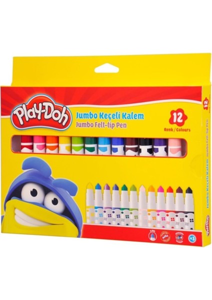 Play Doh Jumbo Keçeli Kalem Karton 12 Renk