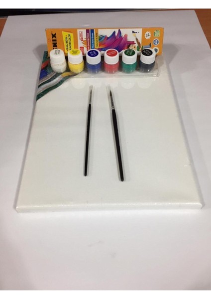 Tual Seti 25X35 Tual 6 Renk Guaj Boya 2 No Fırça 7 No Firça Tv.s
