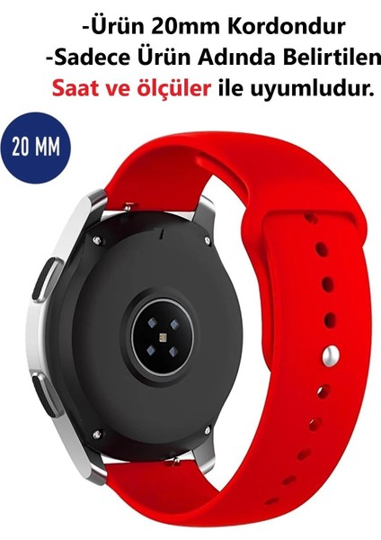 Oppo Realme Watch Uyumlu (20MM) Yüksek Kalite Klasik Silikon Kordon Kayış
