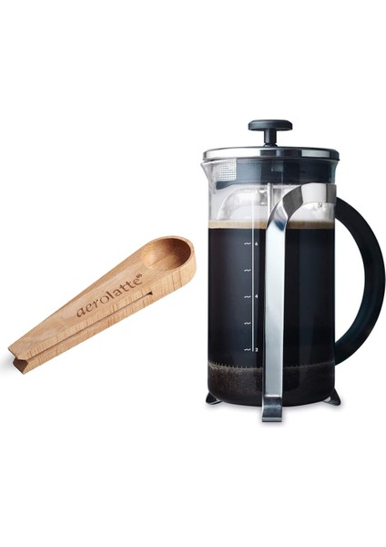 French Press / Cafetière, 8-Cup / 1000 ml ve Klipsli Kahve Ölçü Kaşığı