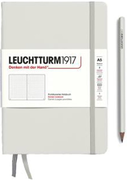 Leuchttrum 1917 Medium(A5) Sert Kapak, 251 Numaralandırılmış Çizgisiz Sayfa Defter Light Grey 367246