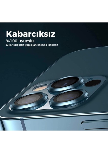 Apple iPhone 12 Alüminyum Alaşım Çerçeveli Tempered Glass Kamera Lens Koruyucu fiyatları