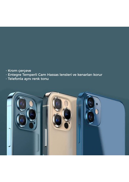 Apple iPhone 12 Alüminyum Alaşım Çerçeveli Tempered Glass Kamera Lens Koruyucu modelleri
