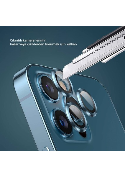 Apple iPhone 12 Alüminyum Alaşım Çerçeveli Tempered Glass Kamera Lens Koruyucu indirimleri