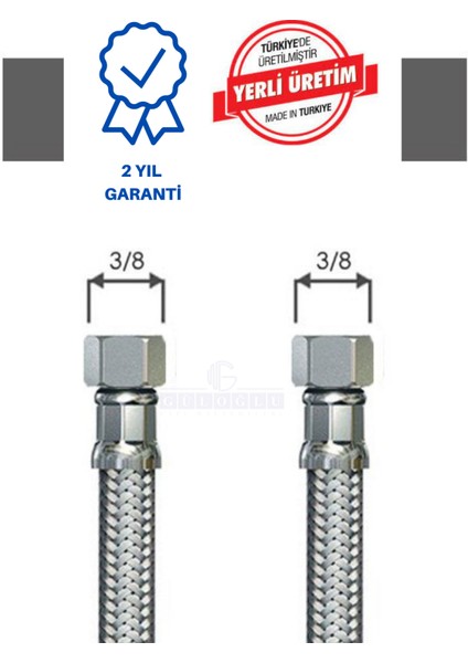 3/8*3/8 100 cm Çelik Bağlantı Fleksi