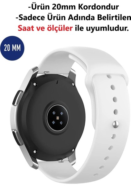 Samsung Galaxy Watch Active 2 (42MM-44MM) Uyumlu Yüksek Kalite 20MM Klasik Silikon Kordon Kayış