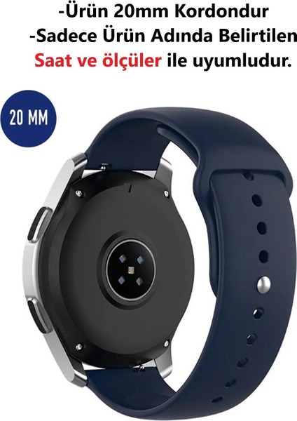 Oppo Realme Watch Uyumlu (20MM) Yüksek Kalite Klasik Silikon Kordon Kayış