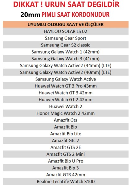 Samsung Galaxy Watch Active 2 (40MM-44MM) - Active 1 Uyumlu 20MM Klasik Silikon Kordon Kayış