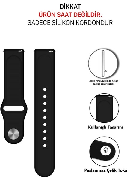 Samsung Galaxy Watch Active 2 (40MM-44MM) - Active 1 Uyumlu 20MM Klasik Silikon Kordon Kayış