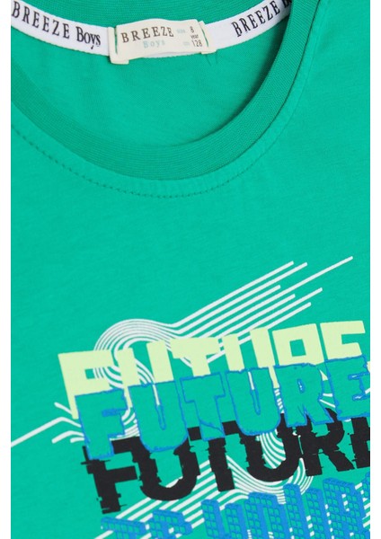 Girls & Boys Erkek Çocuk Tişört Renkli Yazı Baskılı 8-14 Yaş, Yeşil modelleri