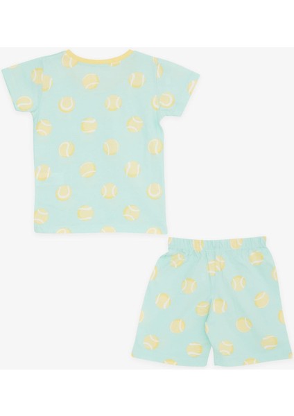 Girls & Boys Erkek Bebek Şortlu Pijama Takımı Tenis Topu Desenli 9 Ay-3 Yaş, Su Yeşili fiyatları