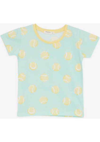 Girls & Boys Erkek Bebek Şortlu Pijama Takımı Tenis Topu Desenli 9 Ay-3 Yaş, Su Yeşili modelleri