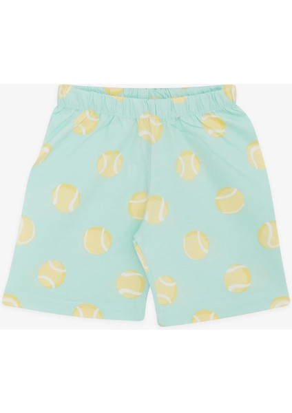 Girls & Boys Erkek Bebek Şortlu Pijama Takımı Tenis Topu Desenli 9 Ay-3 Yaş, Su Yeşili fırsatları