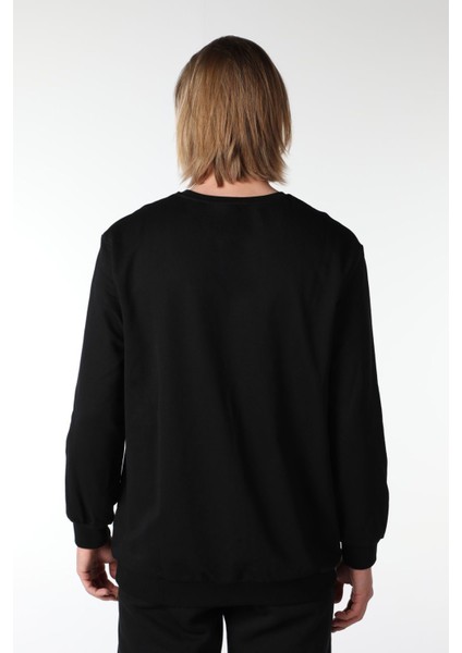 Erkek Baskılı Sweatshirt Siyah fırsatları