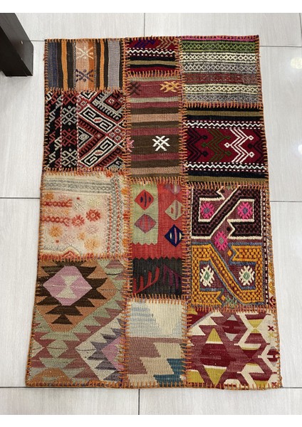 El Dokuma Patchwork 80X120 Küçük Ölçü %100 Yün Halı !