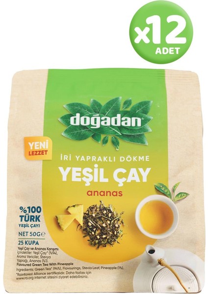 Dökme Yeşil Çay Ananas 50 gr x 12 Adet