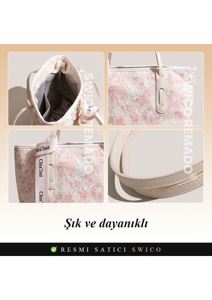 Kadınlar Için Büyük Kapasiteli Şık Çiçek Baskılı Omuz Çantası Tote Çanta (Yurt Dışından) indirimleri