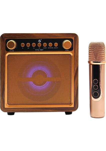Karaoke Mikrofonlu Bluetooth Speaker 10W 4" Haparlör Kablosuz Karaoke